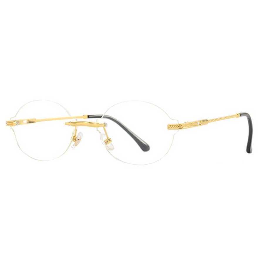 

New sunglasses Street shot frameless oval small frame sunglasses fashionable hip hop glasses and women's Sunglasses