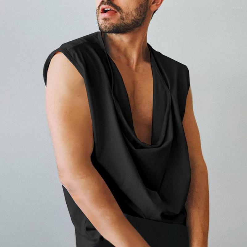 

Men's Tank Tops Baggy Pattern Stylish Pure Color Deep V Neck Summer Top Sexy Men Thin Male Garment, Purple