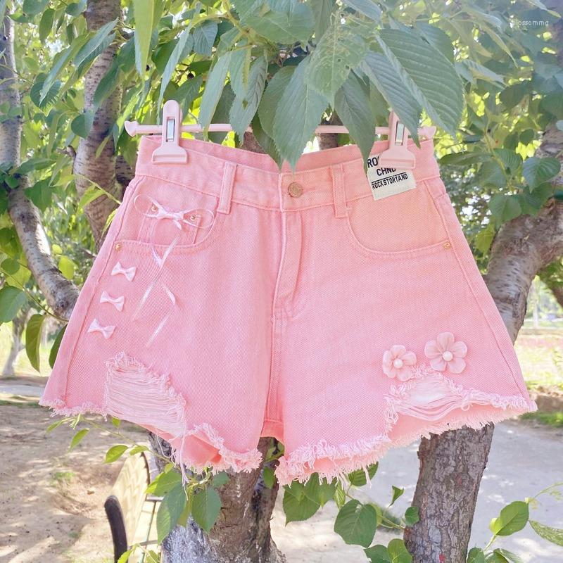 

Women' Shorts Sweet Pockets Candy For Women 2023 High Waist Cute Pink Mini Pants Summer All Match Kawaii Flower Pantalones Mujer