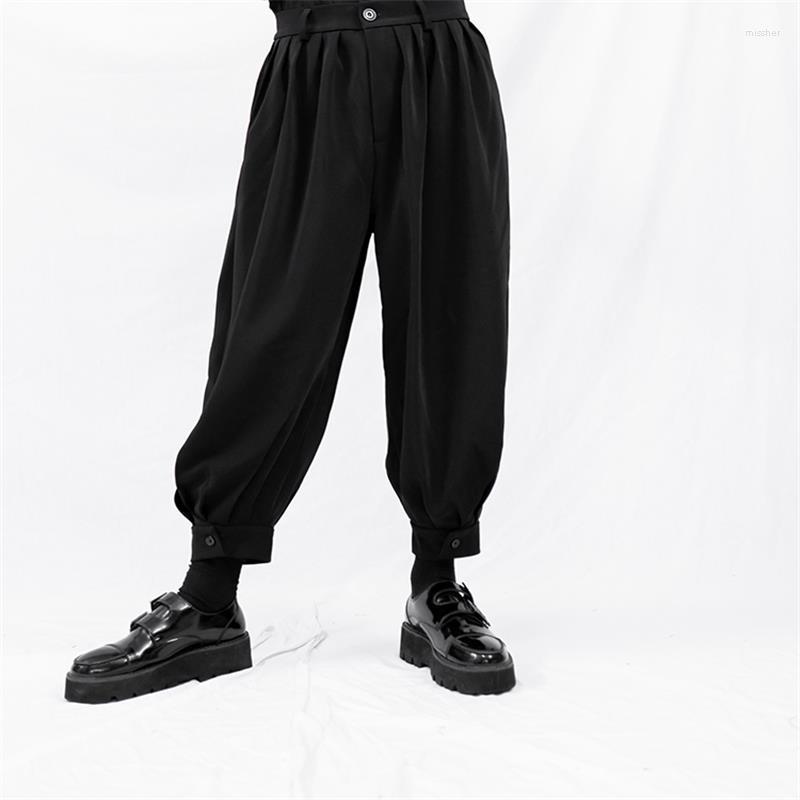 

Men' Pants Men' Haren Bloomers Spring And Autumn Fashion Personality Pant Leg Button Design Casual Loose Large Size, Black