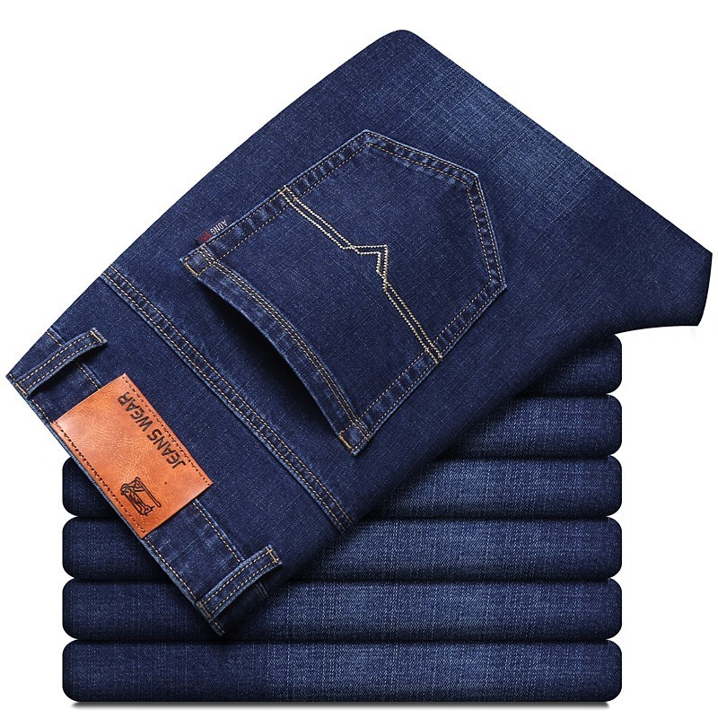 

Men's Jeans Men's thin jeans loose middle aged adult pants men's work elastic work pants size 28-40 straight cut wash casual jeans 230313, Black