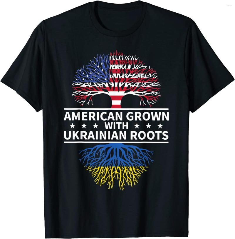

Men' T Shirts American Grown With Ukrainian Roots USA Flag Ukraine Men T-Shirt Short Sleeve Casual Cotton O-Neck Summer Shirt, Black