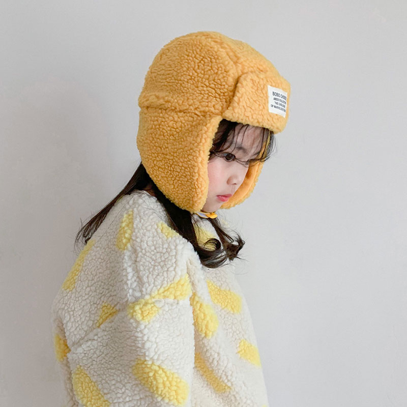 

Caps Hats Children Winter Warm Hats Boys Girls Toddler Spring Autumn Kids Thermal Lamb Wool Cute Peaked Caps Baby Plush Ear Protector Hat 230313, White