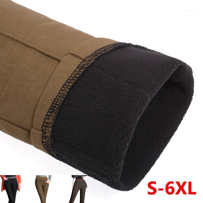 

Women' Pants Large/Plus Size Winter Women Warm Pencil High Waist Thick Velvet Elastic Leggings -6XL & Capris, Black