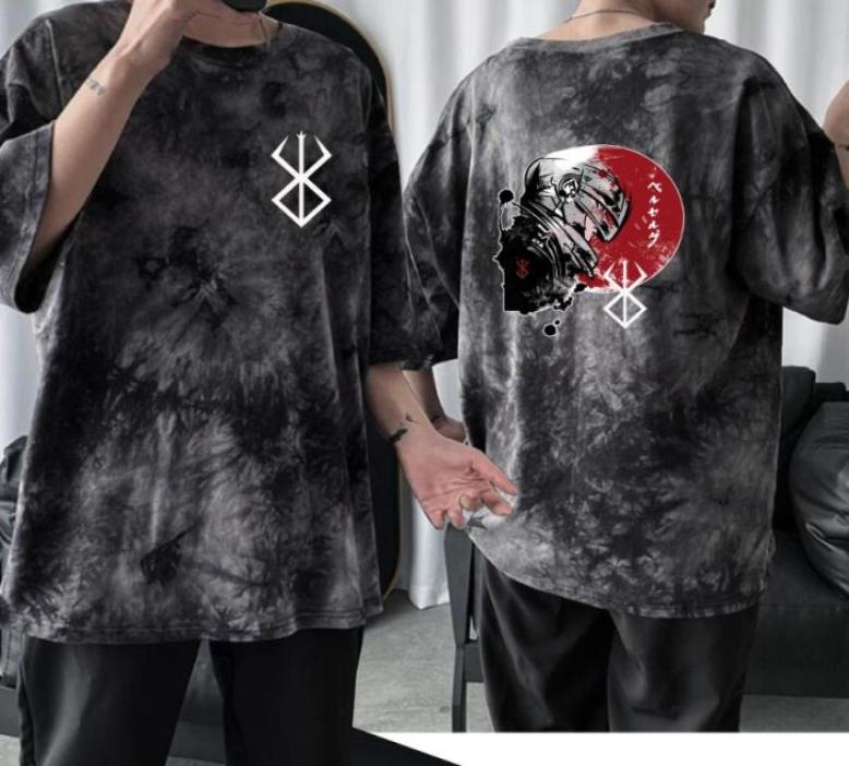 

Men039s TShirts Berserk Harajuku Short Sleeve Tie Dye Anime Tshirt2520058, Black