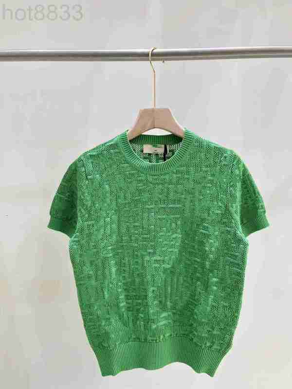 

Women' Sweaters Designer 2023 Spring Summer Milan Runway o Neck Short Sleeve High End Jacquard Pullover Clothing 1262, Green