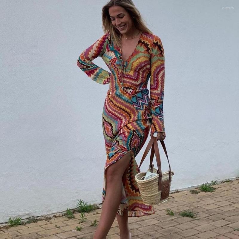 

Party Dresses 2023women's Clothing European And American Female Retro Hit Impression Loose In Lowcut Cut Cutoff Waistband Long Dress, Photo color