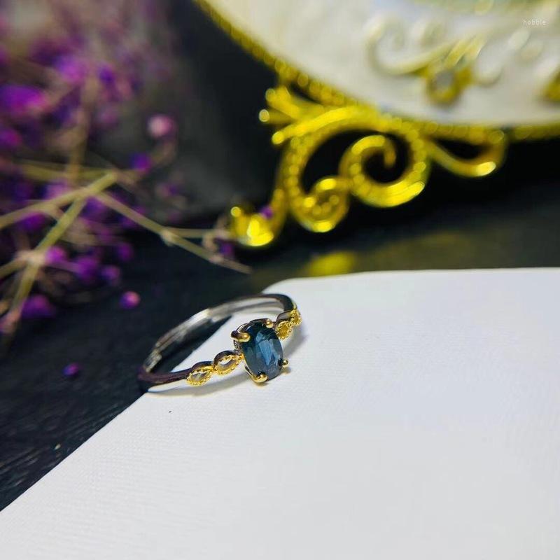 

Cluster Rings Natural London Blue Topaz Stud RING 925 Silver Women's Earrings Luxury Style Atmosphere