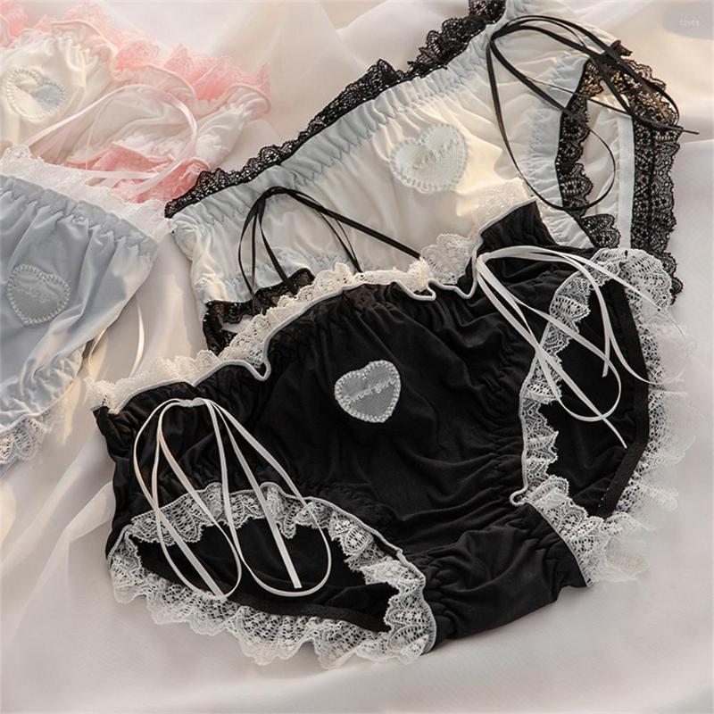 

Women's Panties Japanese Love Lace Cute Underpants Girl Ice Silk Buns Sexy Bow Waist Briefs TL210, Tl210-1