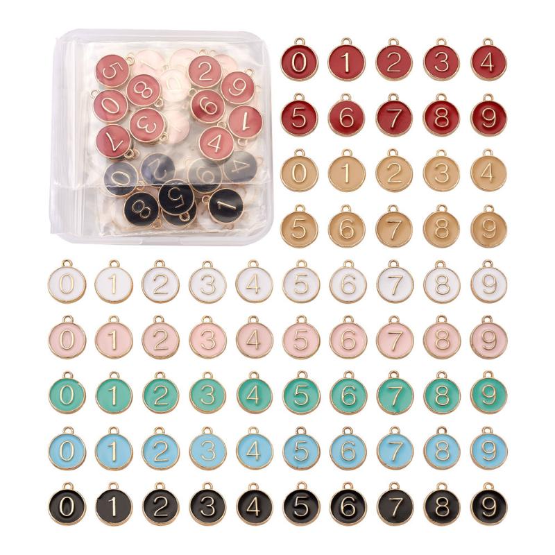 

Charms 7sets/box Alloy Enamel Flat Round 26 Letter A-Z Number 0-9 Charm Pendants For DIY Necklace Jewelry Making Decor Mix ColorCharms