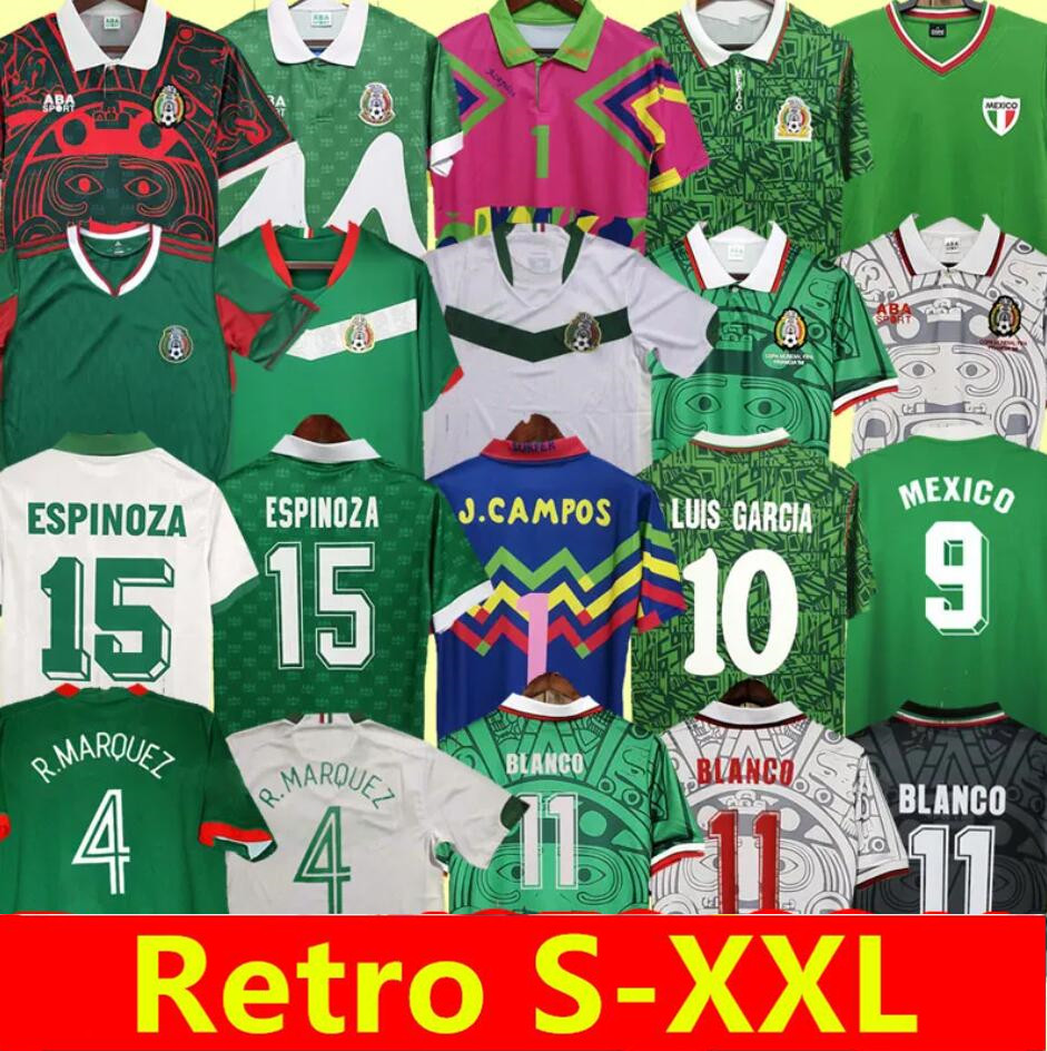 

1998 Retro Mexico Soccer Jerseys vintage World 10 Cup 11 94 95 70 1983 86 1994 95 1997 98 99 2006 Shirt BLANCO Hernandez Classic football uniforms kit goalkeeper
