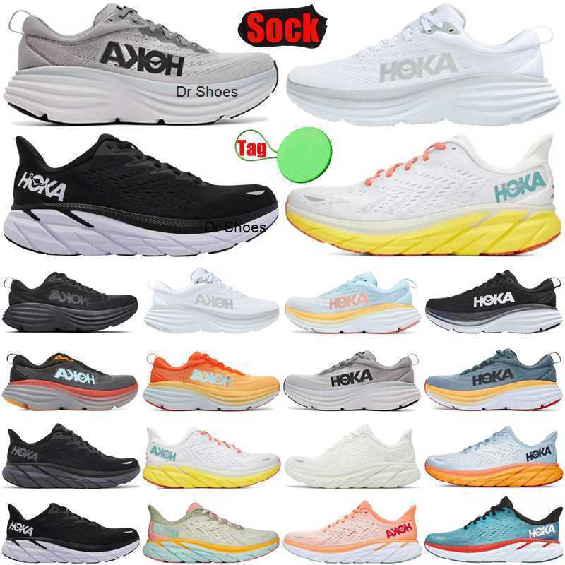 

hoka hokas one bondi clifton 8 shoes running for mens womens shoe Black trainers sneakers top, #2 white