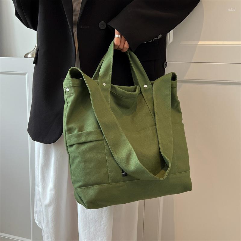 

Evening Bags Designer Canvas Women's Shoulder Solid Color Messenger Tote Handbags School Book Shopper Travel Crossbody Bag For Women, Beige