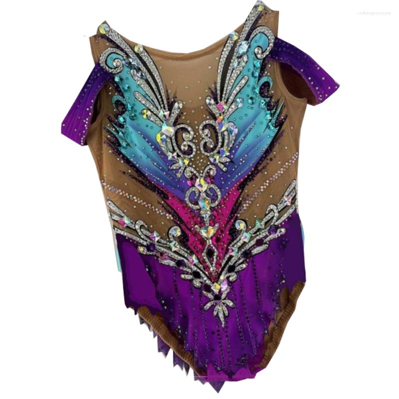 

Stage Wear LIUHUO Customized Rhythmic Gymnastics Leotards Girls Women Purple Dance Competition Unitards, Picture shown
