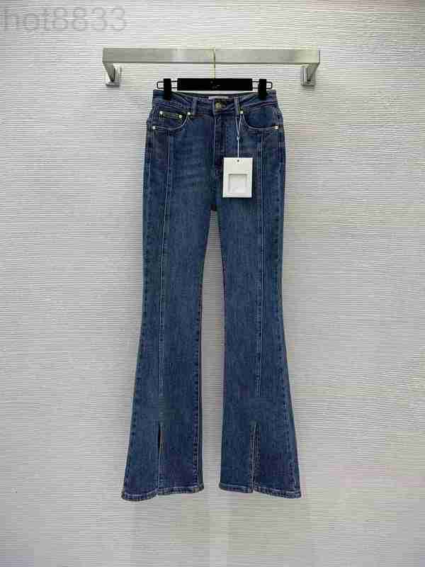 

Women' Jeans Designer 2023 New Spring Summer Fashion Panelled Flare Pants Brand Same Style Luxury Clothing B4QC, Blue