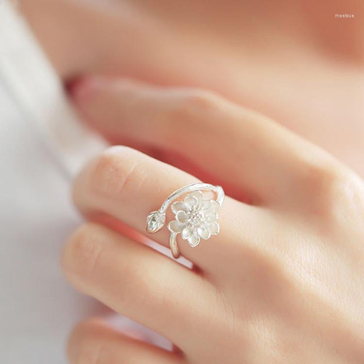

Cluster Rings S925 Silver Lotus Women's Ring Send Friends To Bring Their Own