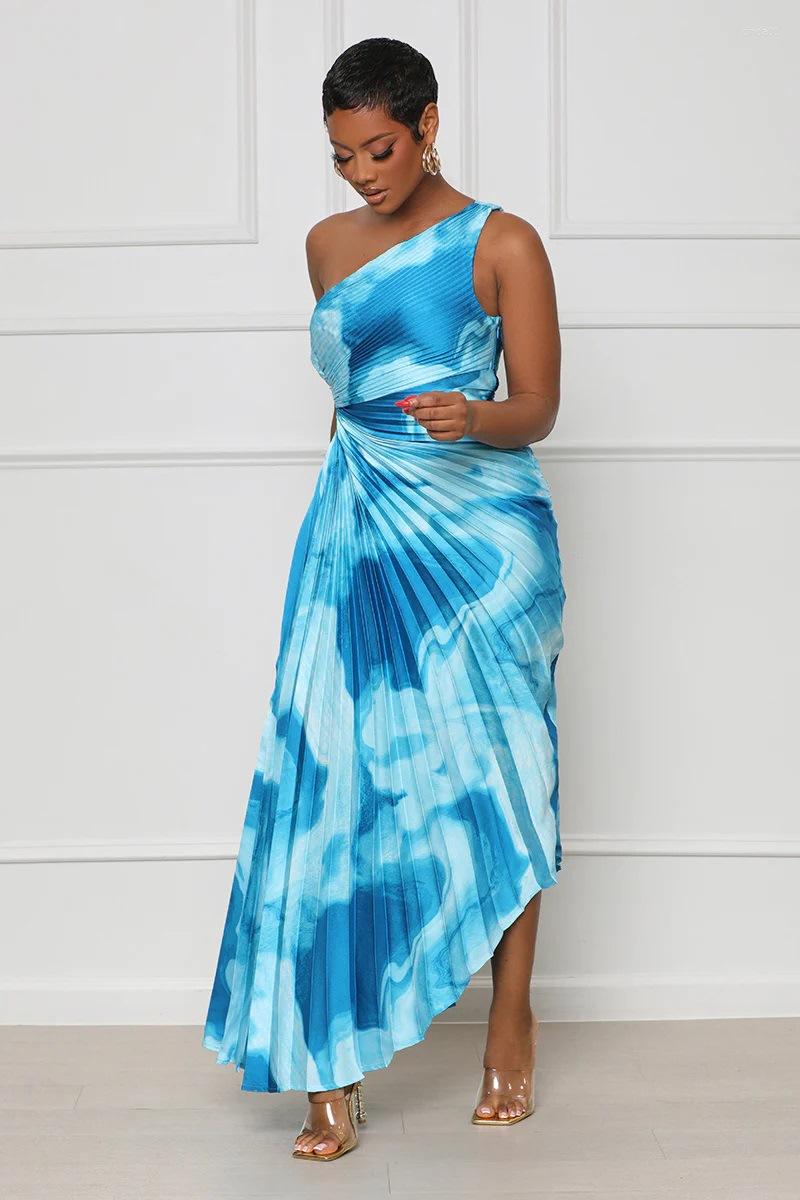 

Casual Dresses Chocomist Beach Style Tie-dye Folds One-shouder Women Maxi Dress, Orange