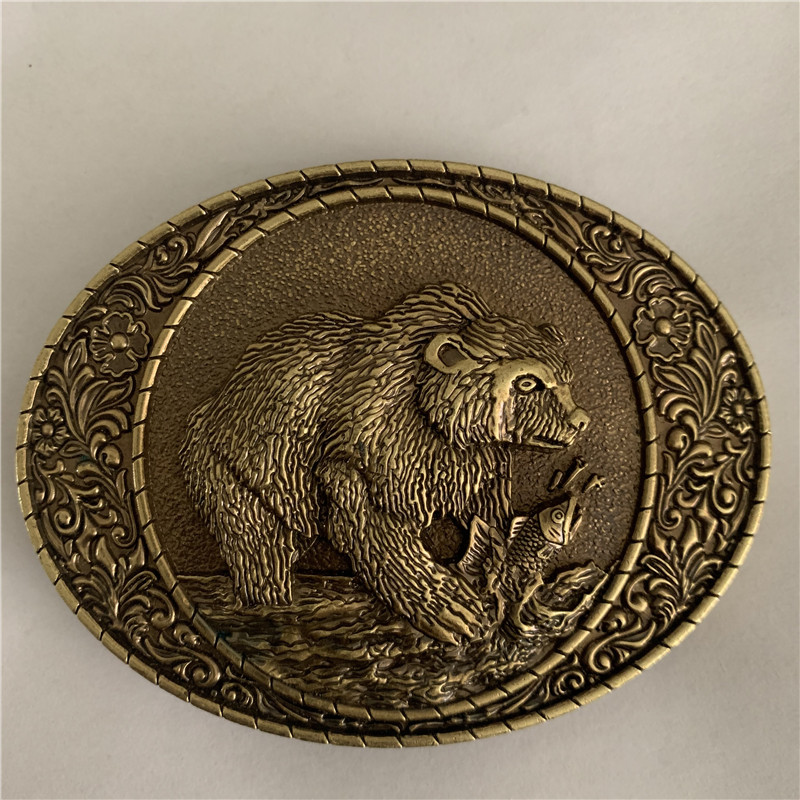 

Bear Catches Fish Cowboy Belt Buckles For Fashion Men Belts Accessories
