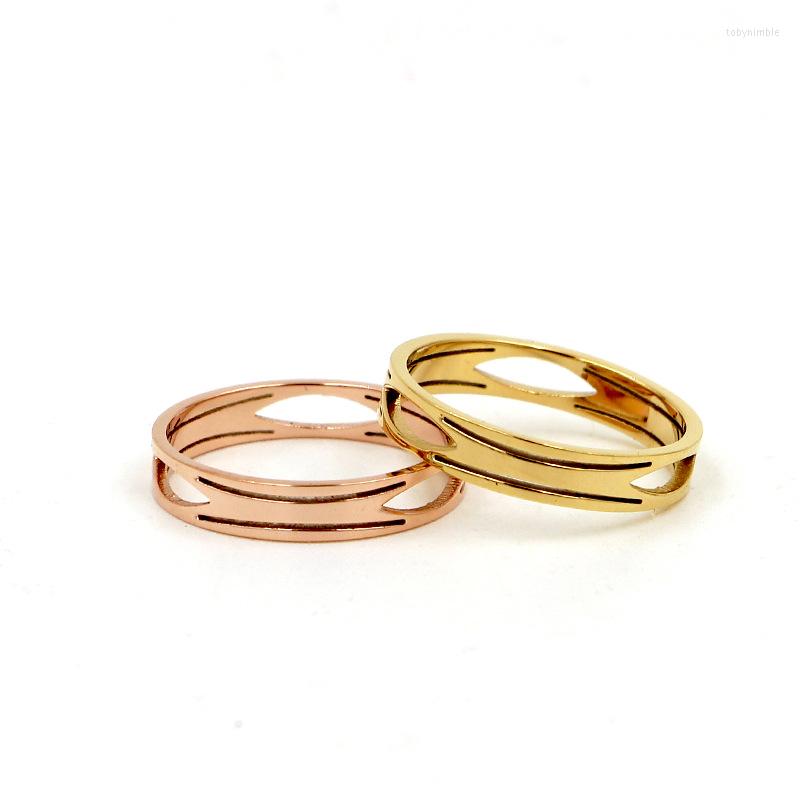 

Wedding Rings Fashion Rose Gold Color Stainless Steel Hollow Love Ring Women Lady Xmas Gift