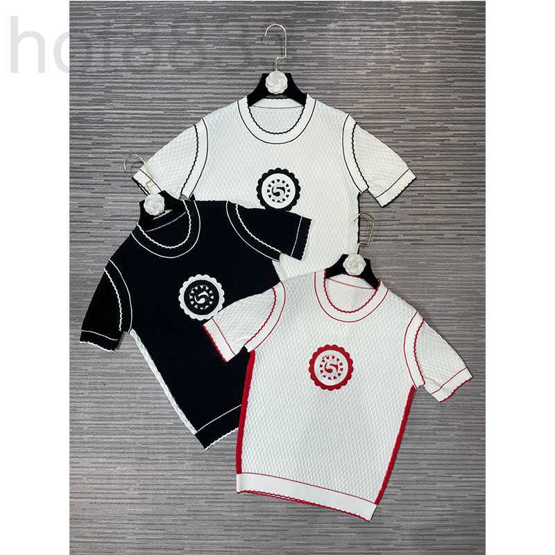

Women' Knits & Tees Designer 2023 New Fashion Luxury Women Sweater O-neck Short Sleeve Ladies Embroidery Letter Pattern Knit Pullover Tops T5ML, White