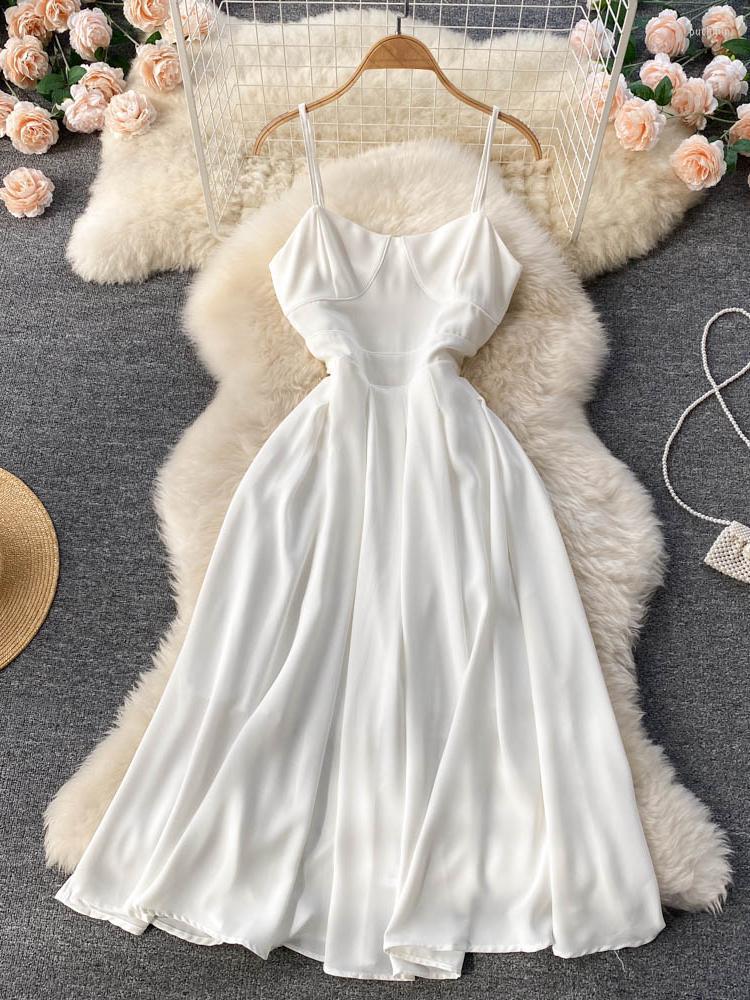 

Casual Dresses Beach White/Black Dress Women Summer Boho Robe Sexy Off Shoulder Club Spaghetti Strap Korean Elegant Party Night Midi