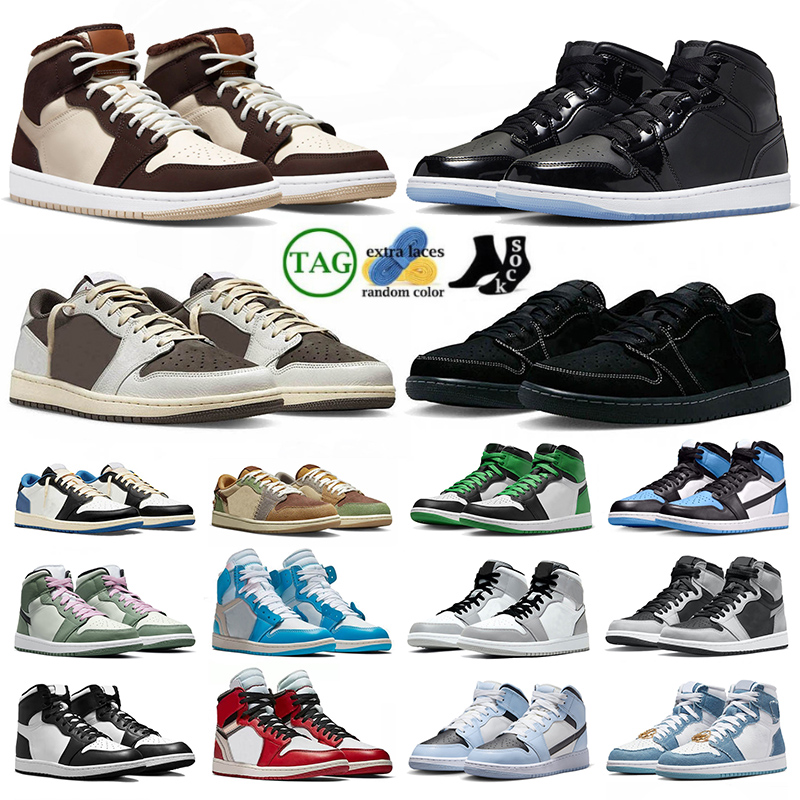

top air jordens 1 basketball shoes retro jumpman mid space jam jordas voodoo travis scotts low travis 1s black phantom off whites jordanian panda men women sneakers, 36-47 mid french blue