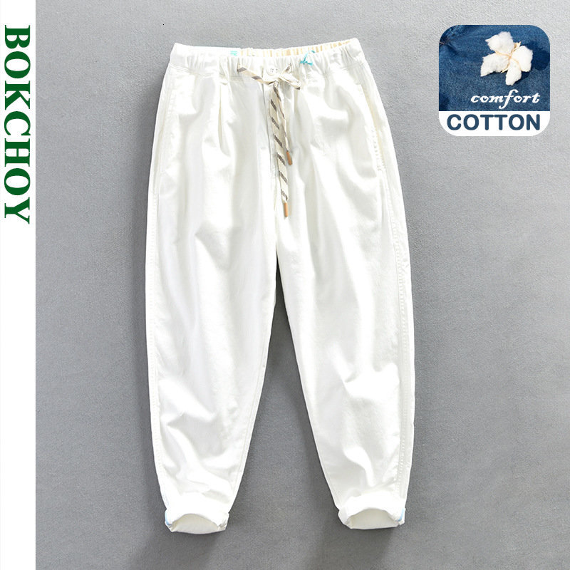 

Men s Pants 2023 Spring Casual Cargo for Comfortable Cotton Solid Color Clothing Streetwear AZ361 230313, White