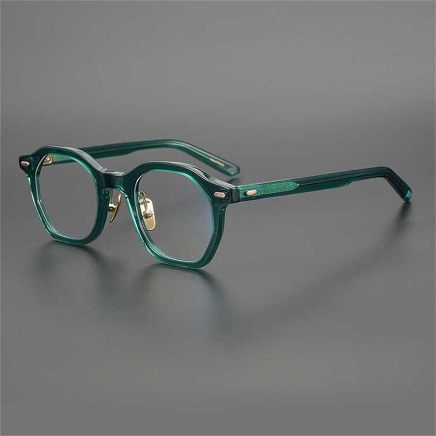 

Sunglasses 2023 new Light luxury jelly green hand-made plate hexagonal Japanese literary and artistic youth myopia glasses frame trendy man