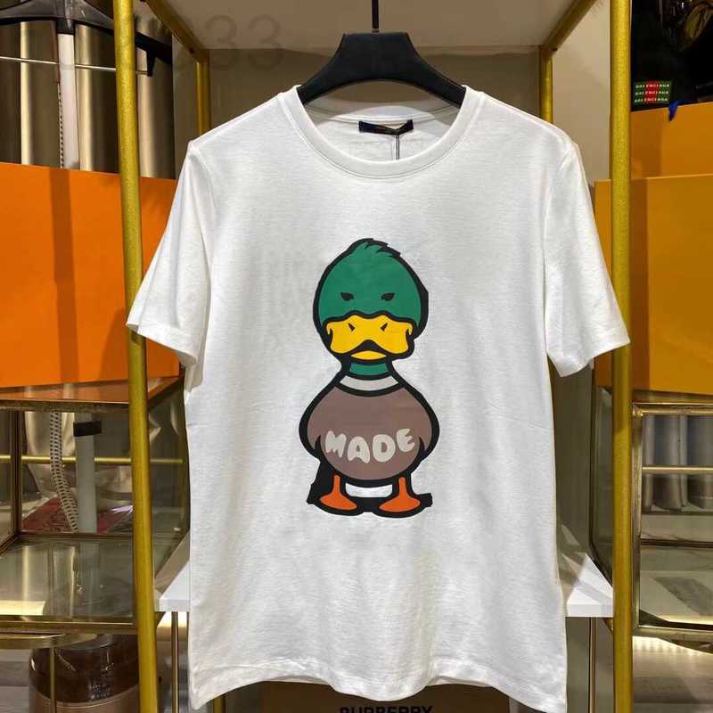 

Women' T-shirt Designer Men' t Shirts Cute Short Sleeve Cartoon Duck Pattern Loose Cotton Couple YK31, White
