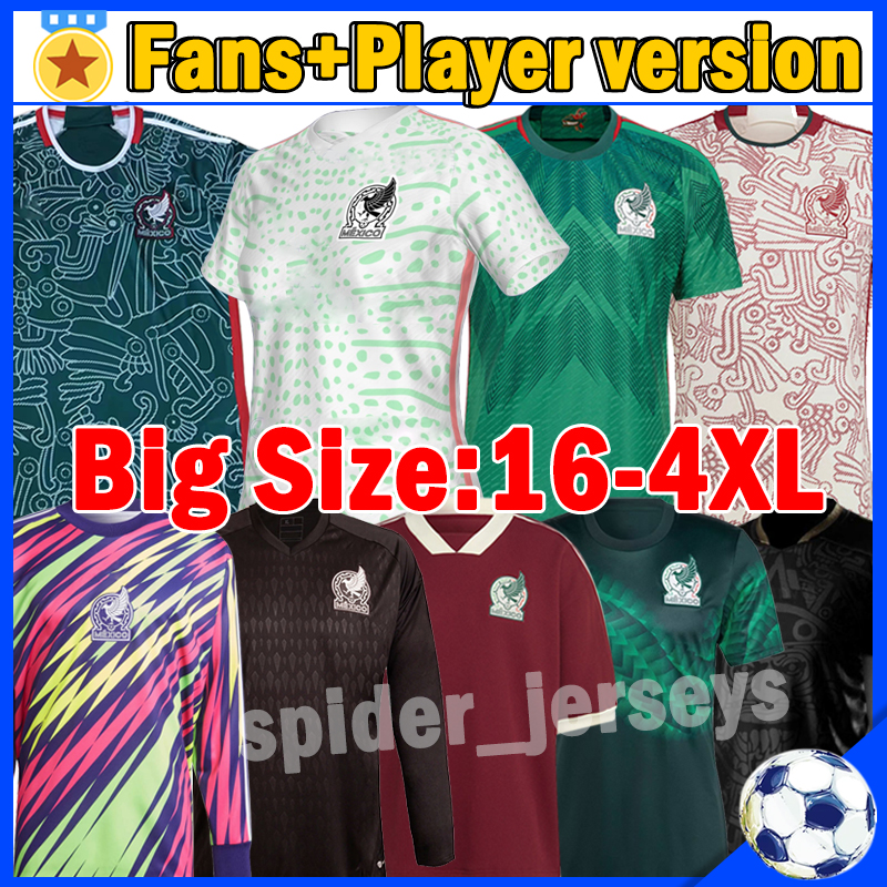 

XXXL 4XL 23/24 Mexico Soccer Jersey Fans Player Version 2022 special National goalkeeper 2022 Copa America CHICHARITO LOZANO Long sleeve Men Kids Football Shirts Top, 2022 away player