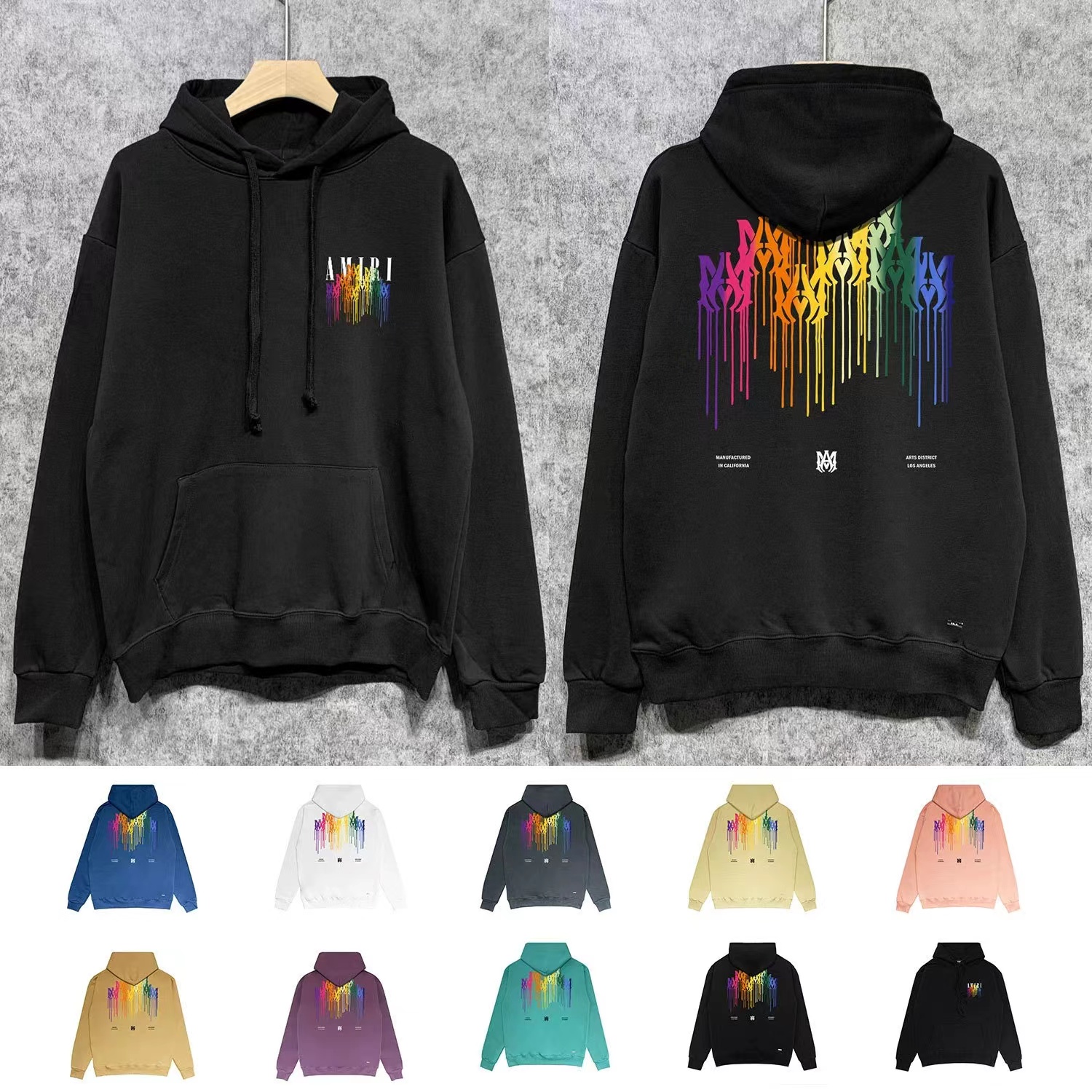 

AM Warm Hooded Hoodies polychromatic Mens Womens Fashion Streetwear Pullover Sweatshirts Loose Hoodies Lovers Tops Clothing, 102
