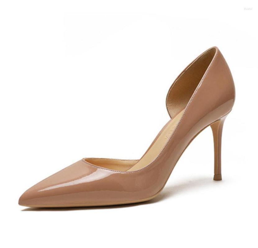 

Dress Shoes Classical Dark Nude Patent Leather Pointed Toe D'Orsay Office Career Women Lady Girl 8cm 100mm High Heel, Nude 8cm heel