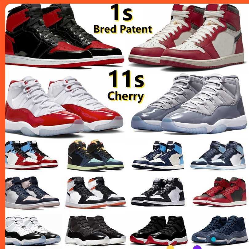 

11 Mens 1 Basketball Shoes 1s Bred Patent Dark Mocha Silver toe Shadow Pine Green 11s Cherry Cool Grey Midnight Navy Bred UNC Jubilee Men, Color#45