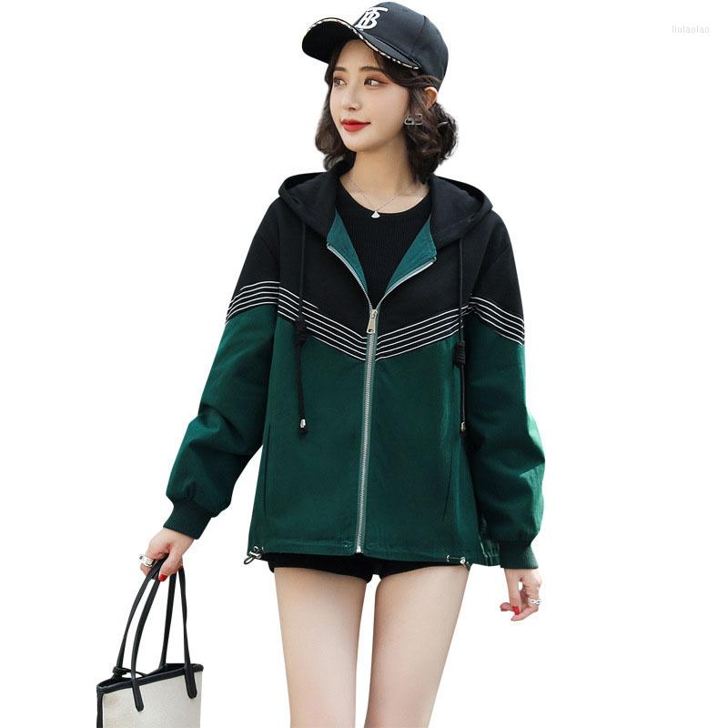 

Women's Trench Coats Spring Autumn Women Short Jackets 2023 Long Sleeve Casual Windbreaker Famale Hooded Splicing Loose Tops Outerwear K36, Orange