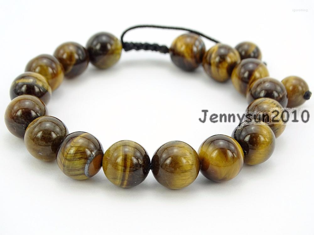 

Strand Handmade 10mm Adjustable Natural Tiger's Eye Gems Stone Round Beads Bracelet Healing Reiki 5 Strands/Pack