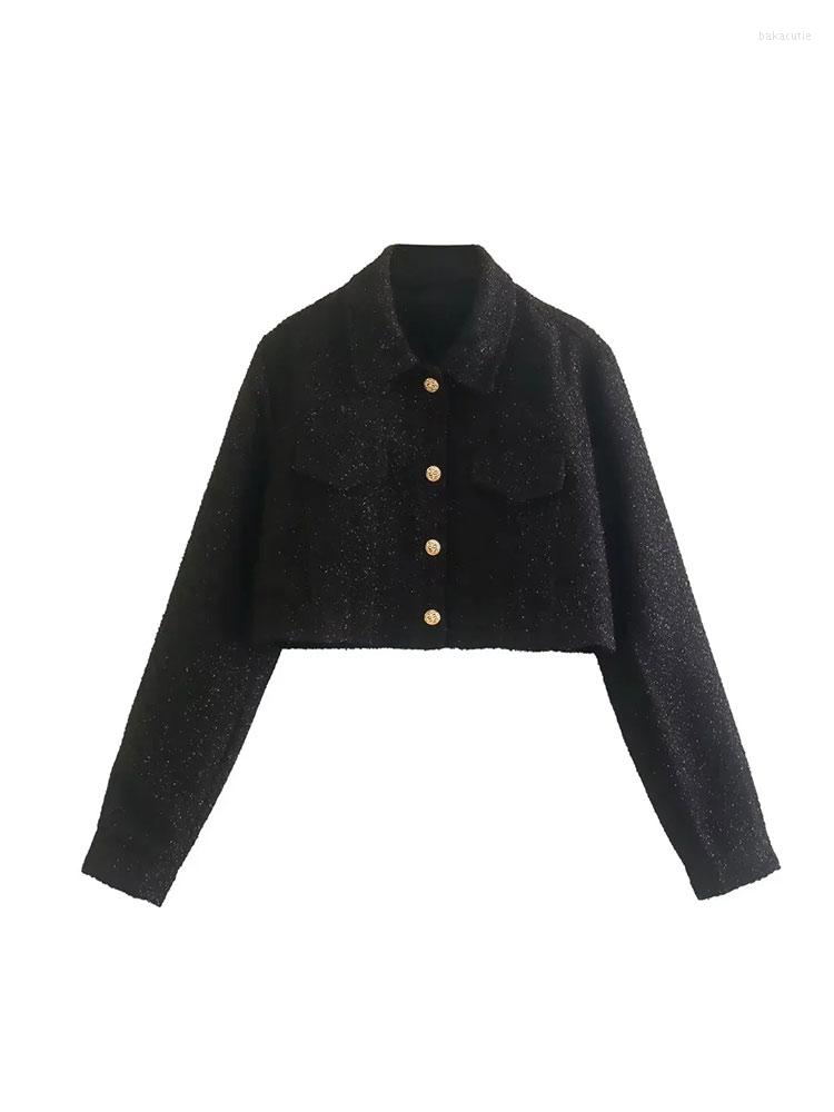 

Women's Jackets Nlzgmsj Elegant Tweed For Women Single-breasted Matching Thicken Short Coats Outfits, Black