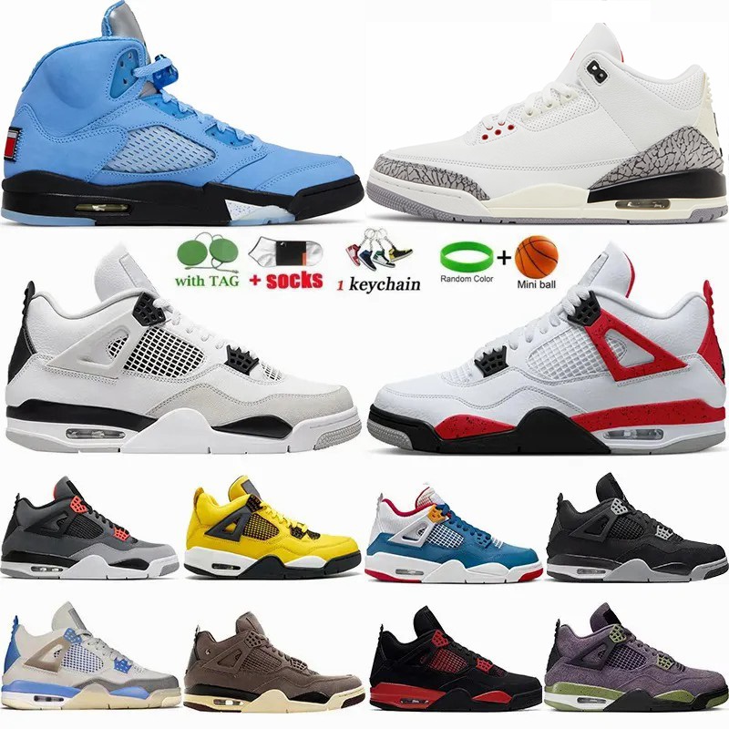 

NEW OG Jumpman 4 4s Basketball Shoes Men Women Military Black Cat 3s White Cement Reimagined Photon Dust Pine Green 5 5s University Blue Seafoam, 24