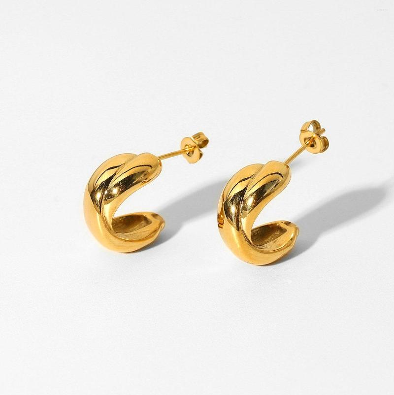 

Hoop Earrings Trend Marka Retro 18k Gold Plated Stainless Steel Jewelry Cross Huggie For Women