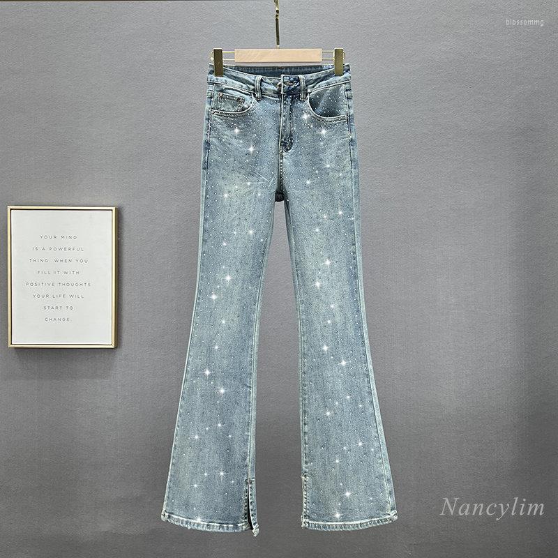 

Women' Jeans Skinny For Women 2023 Spring Cloth High Waist Slimming Heavy Embroidery Drilling Denim Pants Long Trousers, Retro blue