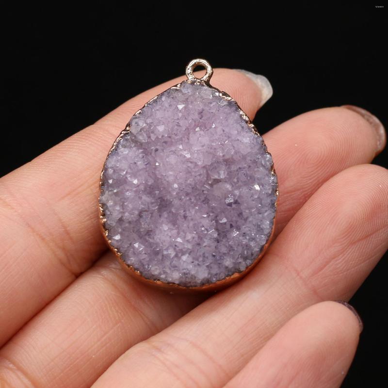 

Pendant Necklaces Natural Druzy Agate Charms Water Drop Shape For Jewelry Making DIY Necklace Earrings Accessories 26x35mm