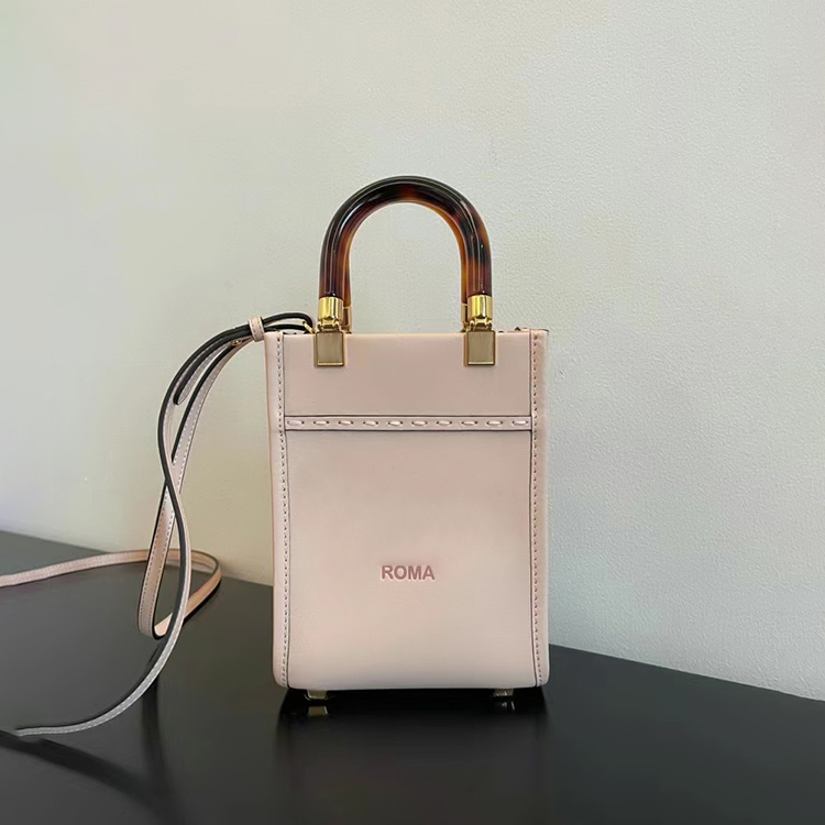 

Trave Glass handle sunshine fendace mini tote bag luxury designer handbags Leather Crossbody with shoulder strap womens mens pochette classic Roma clutch men bags, White