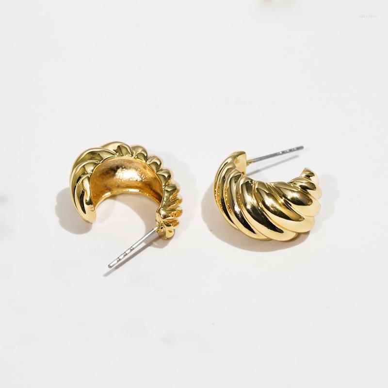 

Hoop Earrings European American Geometric Twist Gold For Women Copper Gold-plated Spiral Half Circle Ear Clips