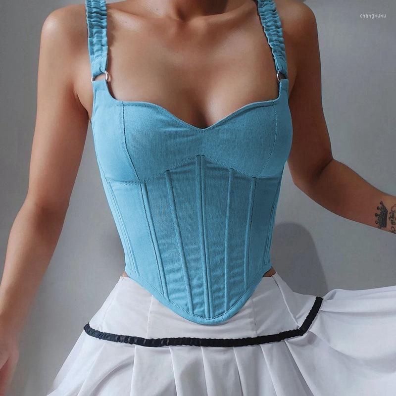 

Women' Tanks Summer Tops Cropped Y2k Vintage Clothes 90s Festival Outfit Women Bralette Cutecore Crop Top Female Bra & Corset With, Blue