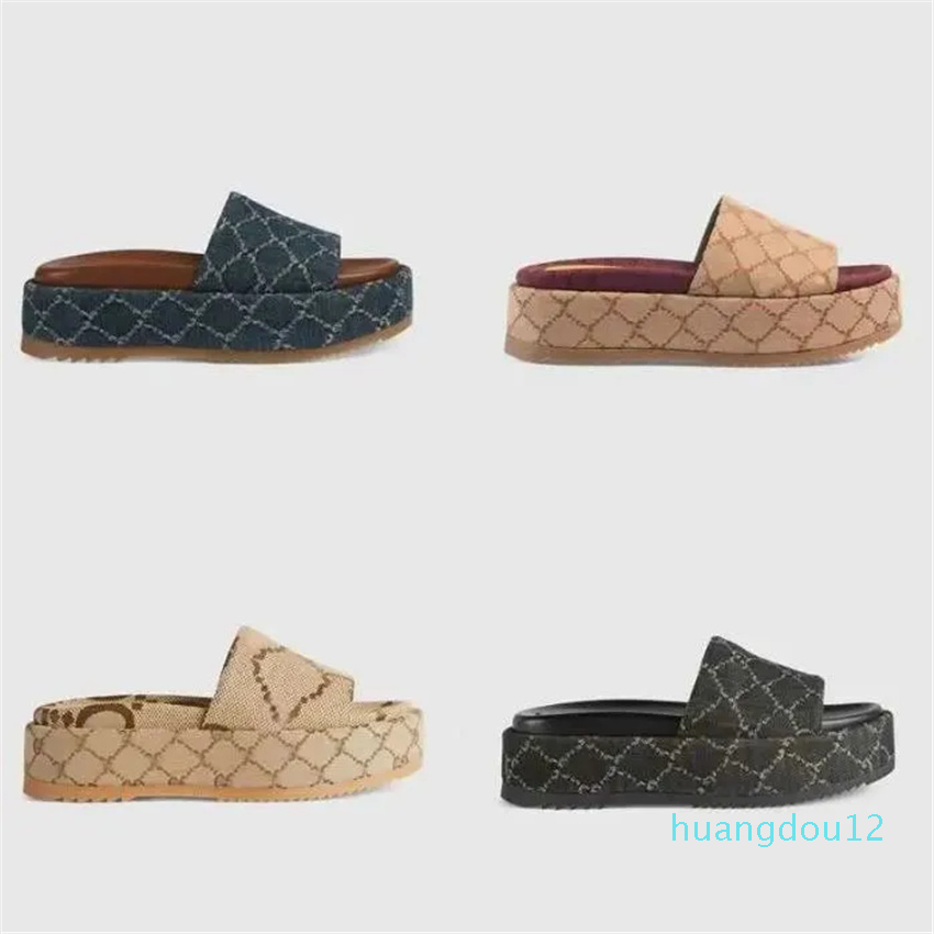 

Thick Bottom Sandals Women Slippers Embroidered Shoes Cotton Platform Fashion Slipper Letter Flat Mules Lady Designer Stylist, 12
