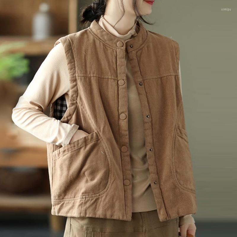 

Women's Vests Spring Winter Women Solid Loose Vest Simple O-neck Collar Coat Sleeveless Casual Jacket Cotton Padded Warm Waistcoat, Black