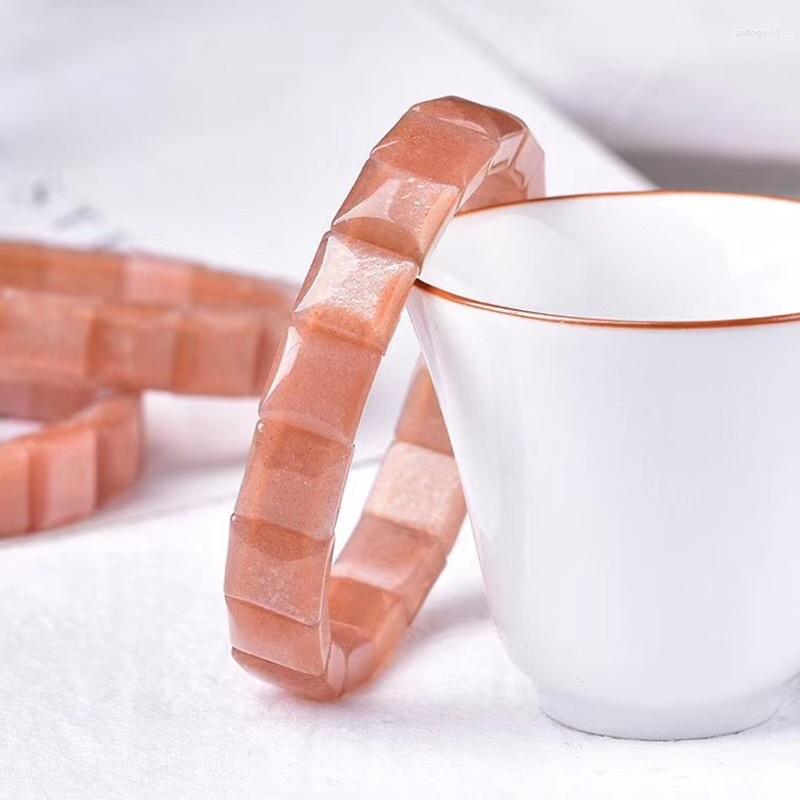 

Strand Natural Orange Moonstone Gold Sunstone Rectangle Beads Bracelet Stretch Gemstone Women 10x10mm