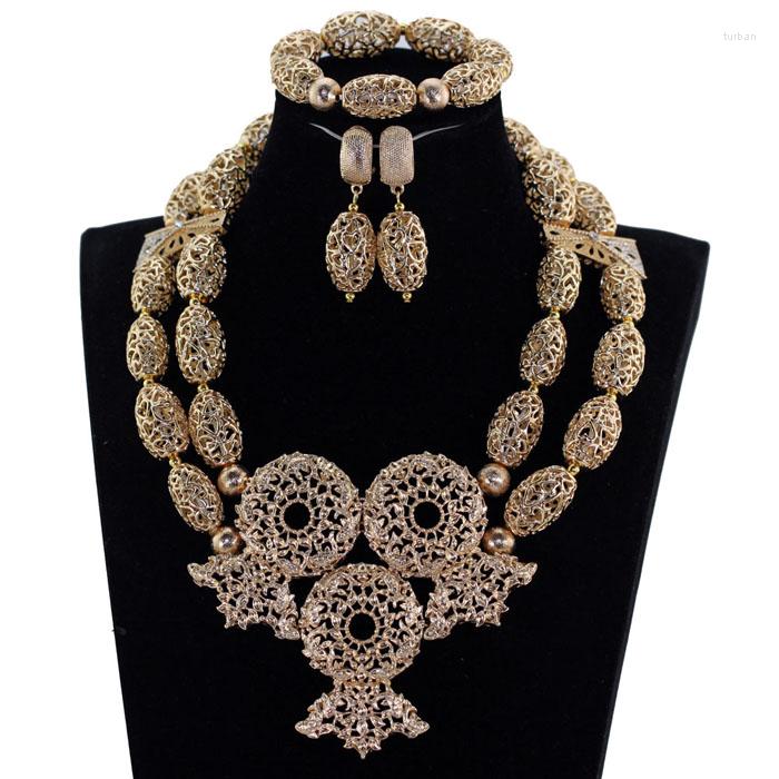 

Necklace Earrings Set Fantastic Copper Alloy African Chunky Bib Wedding Statement Dubai Party Jewelry WE102, Picture shown