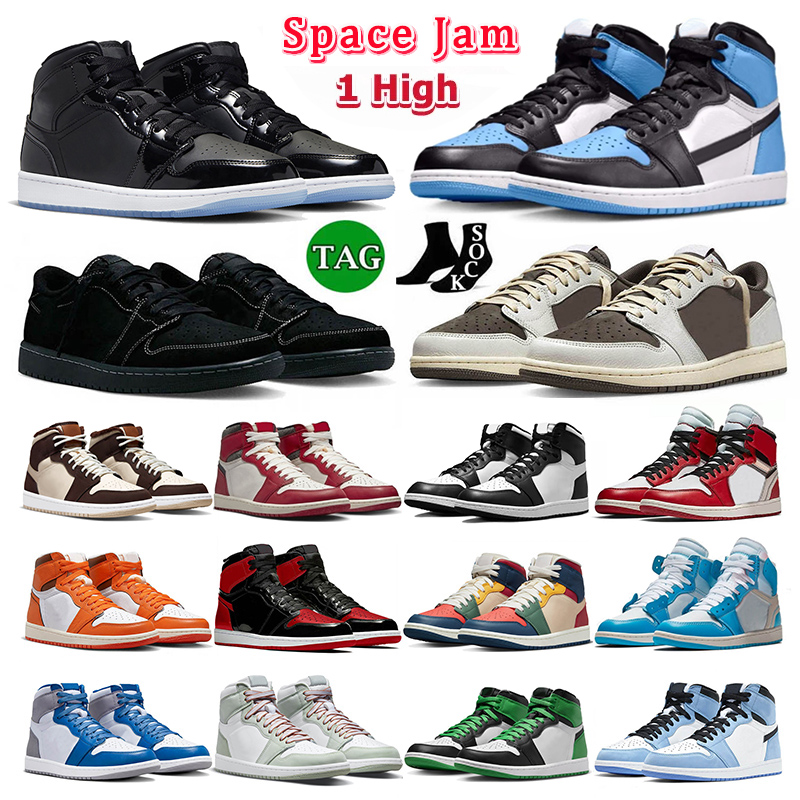 

OG Basketball Shoes Men Jumpman 1s mid space jam Travis Scot. Travis 1s Low Black Phantom Reverse Mocha Panda Fragment Unc Toe Lucky Green High Lost and Found Sneakers, # 36-46 space jam