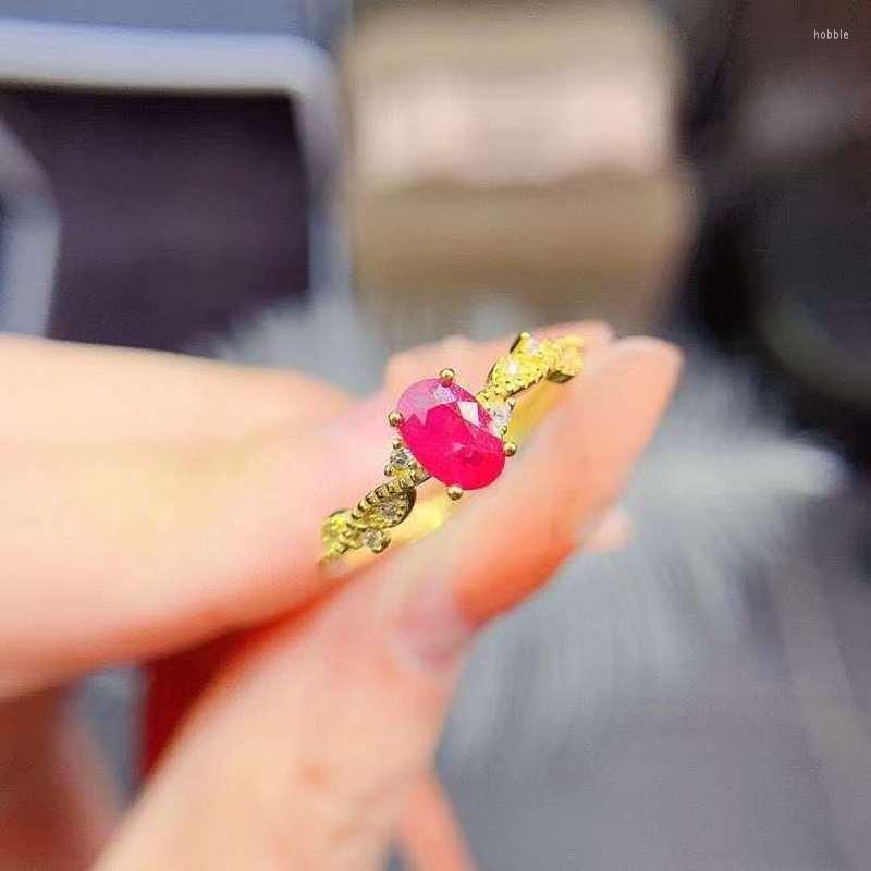 

Cluster Rings Drop Natural Ruby Ring 925 Sterling Silver Fine Jewelry For Women Oval 4 6mm Gemstone