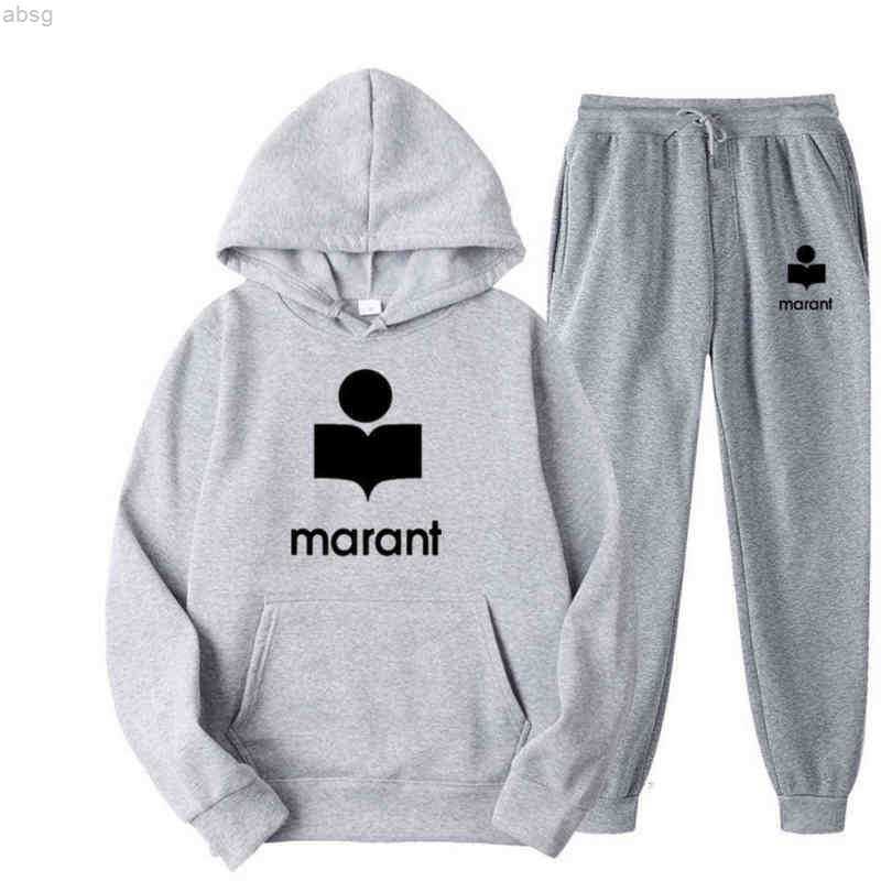 

Hoodies Sweatshirts Autumn and Winter Fashion Brand Marant Printing Men's Sweater Suit Sweatshirt Zr6w, Ivory